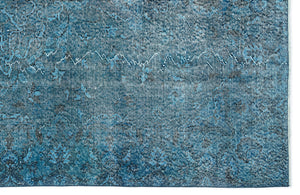 Turquoise  Over Dyed Vintage Rug 5'4'' x 9'6'' ft 163 x 290 cm