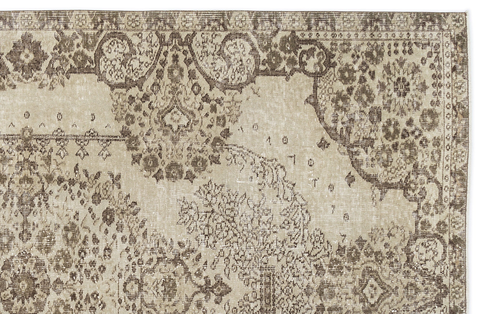 Beige Over Dyed Vintage Rug 5'3'' x 8'8'' ft 160 x 264 cm