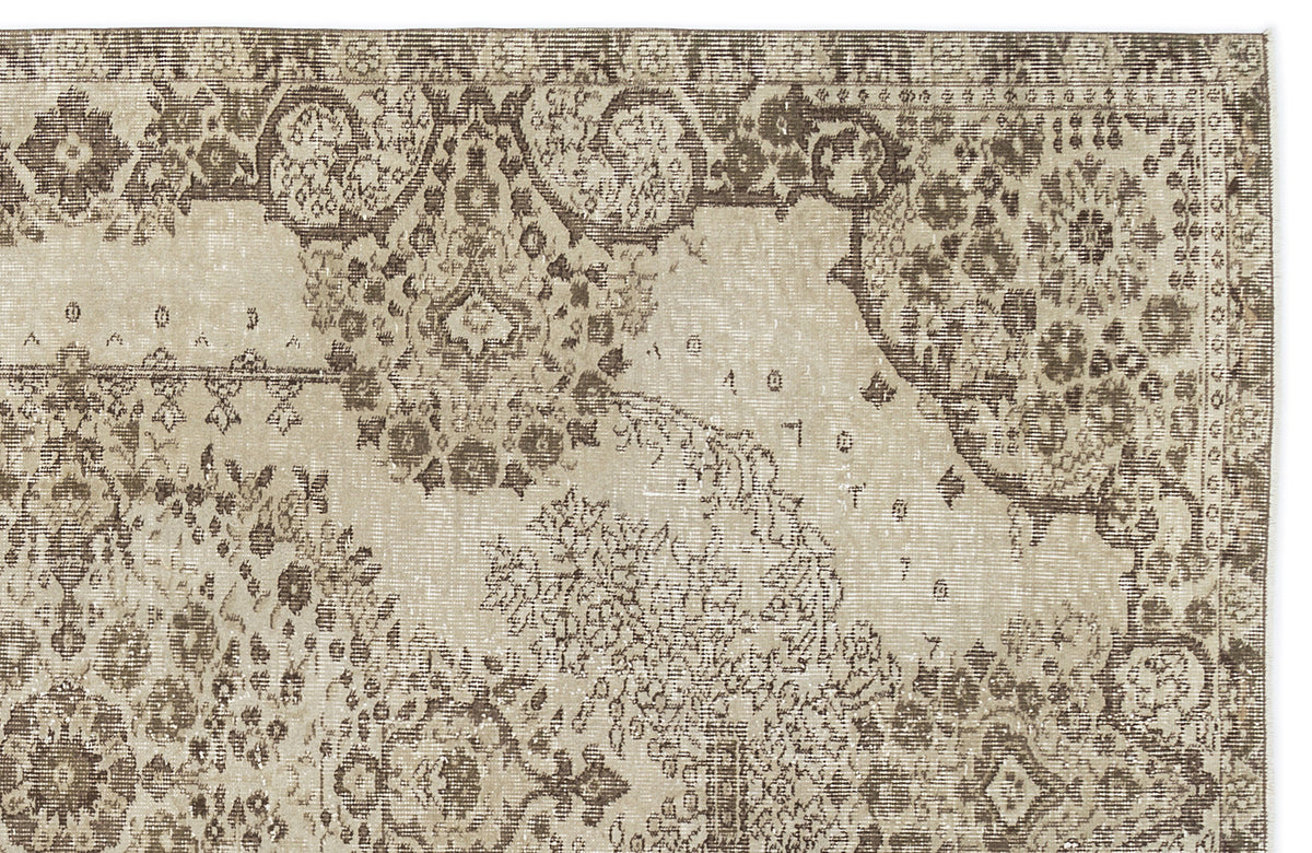 Beige Over Dyed Vintage Rug 5&#39;3&#39;&#39; x 8&#39;8&#39;&#39; ft 160 x 264 cm