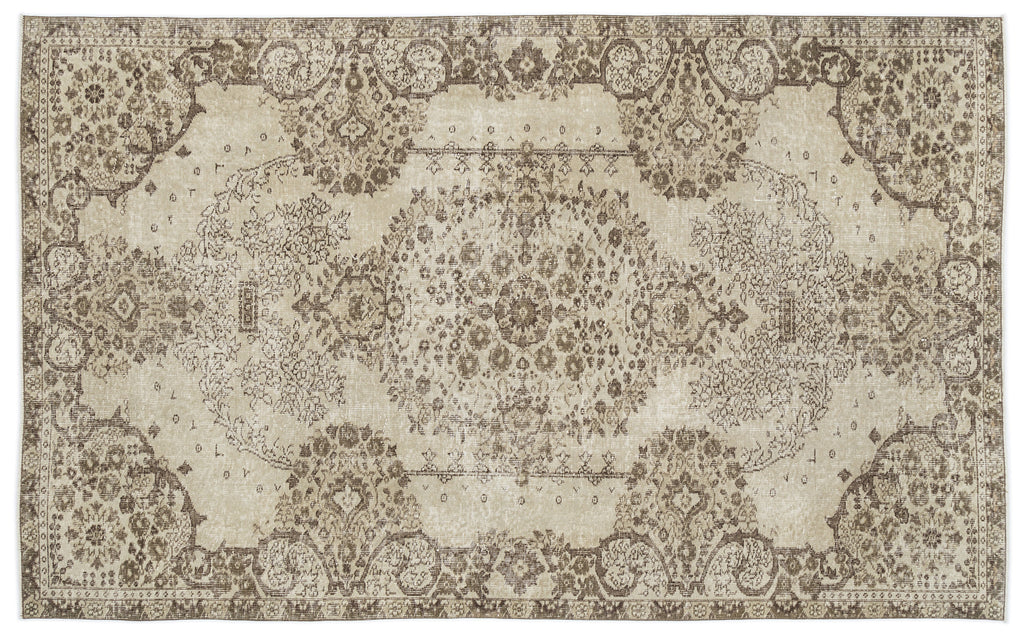 Beige Over Dyed Vintage Rug 5'3'' x 8'8'' ft 160 x 264 cm