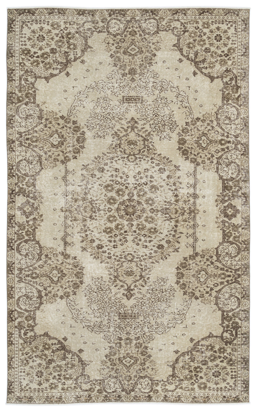 Beige Over Dyed Vintage Rug 5'3'' x 8'8'' ft 160 x 264 cm