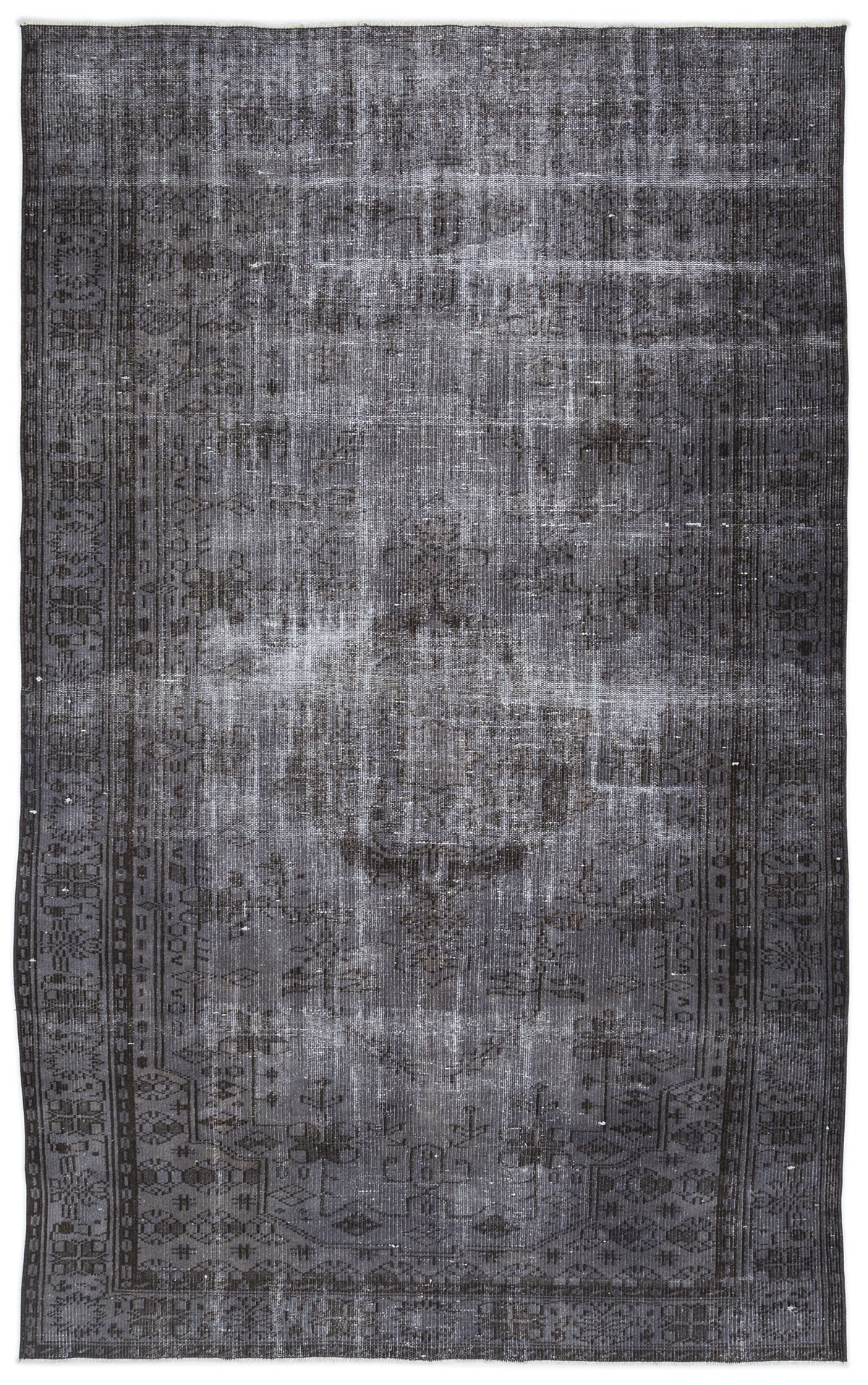 Gray Over Dyed Vintage Rug 5&#39;7&#39;&#39; x 9&#39;2&#39;&#39; ft 169 x 280 cm