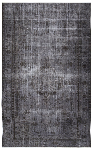 Gray Over Dyed Vintage Rug 5'7'' x 9'2'' ft 169 x 280 cm
