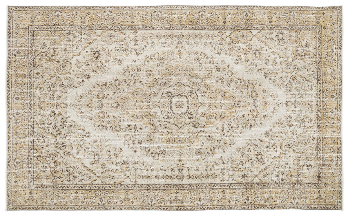 Beige Over Dyed Vintage Rug 5&#39;10&#39;&#39; x 9&#39;6&#39;&#39; ft 179 x 289 cm