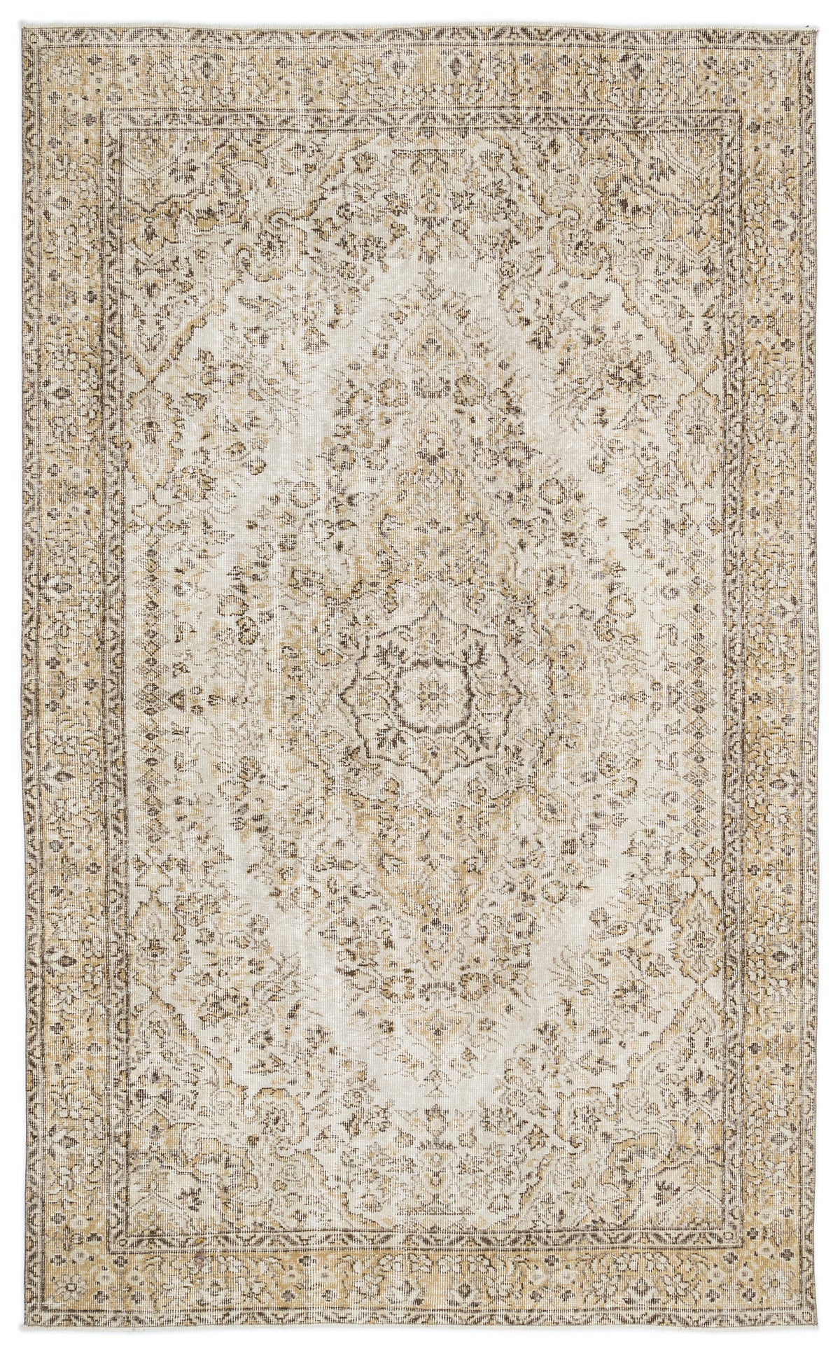 Beige Over Dyed Vintage Rug 5&#39;10&#39;&#39; x 9&#39;6&#39;&#39; ft 179 x 289 cm