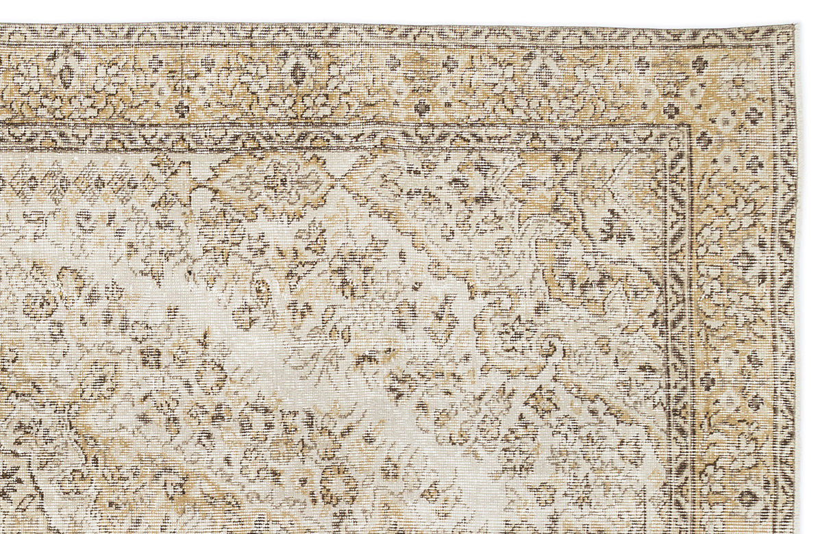 Beige Over Dyed Vintage Rug 5&#39;10&#39;&#39; x 9&#39;6&#39;&#39; ft 179 x 289 cm