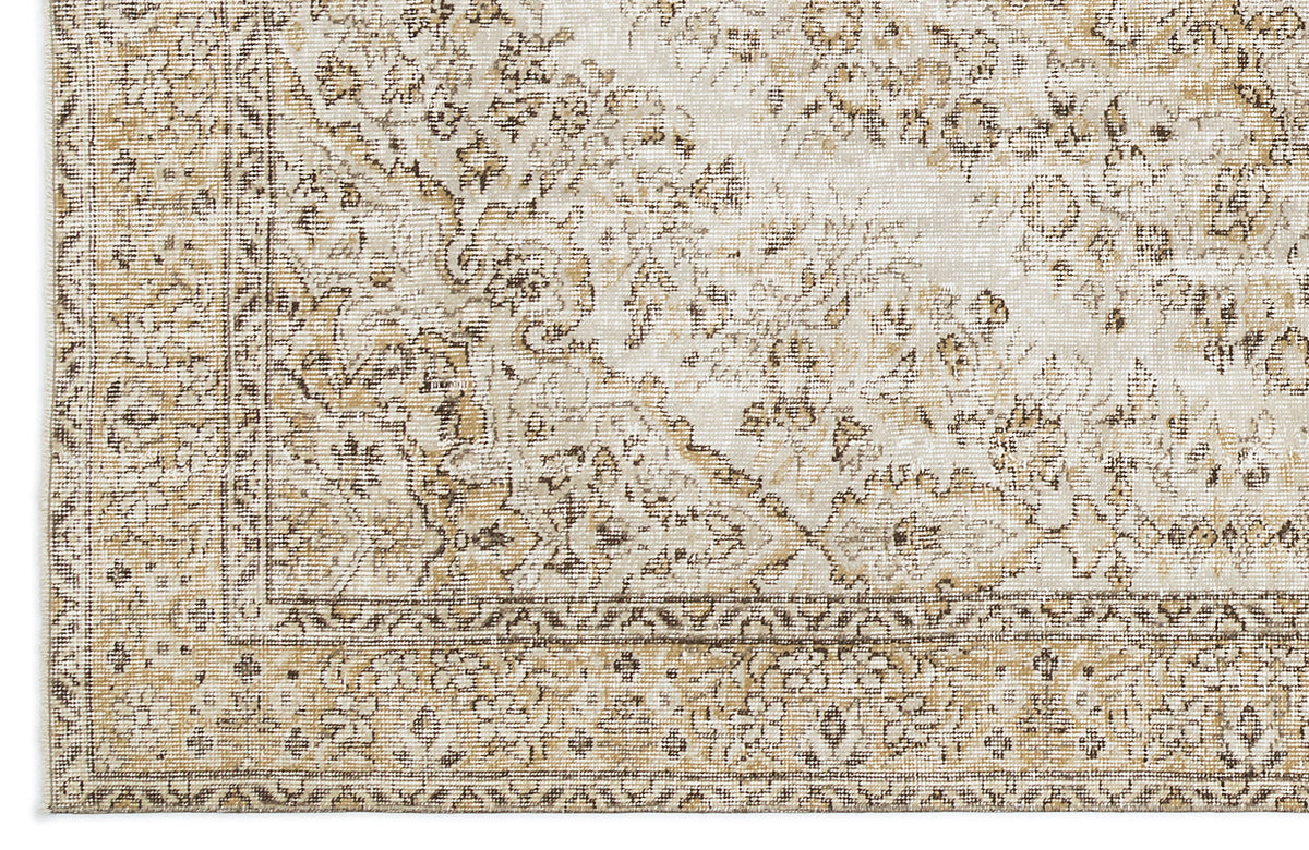 Beige Over Dyed Vintage Rug 5&#39;10&#39;&#39; x 9&#39;6&#39;&#39; ft 179 x 289 cm