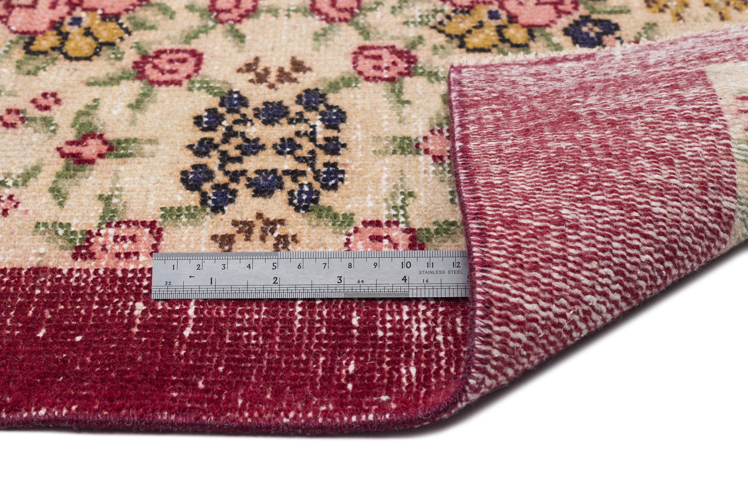 Retro Over Dyed Vintage Rug 4'4'' x 7'9'' ft 132 x 237 cm