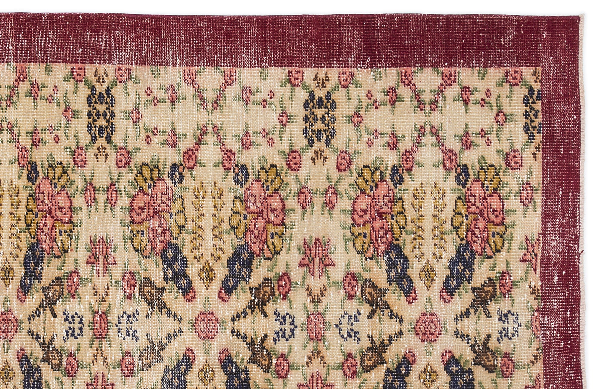 Retro Over Dyed Vintage Rug 4'4'' x 7'9'' ft 132 x 237 cm