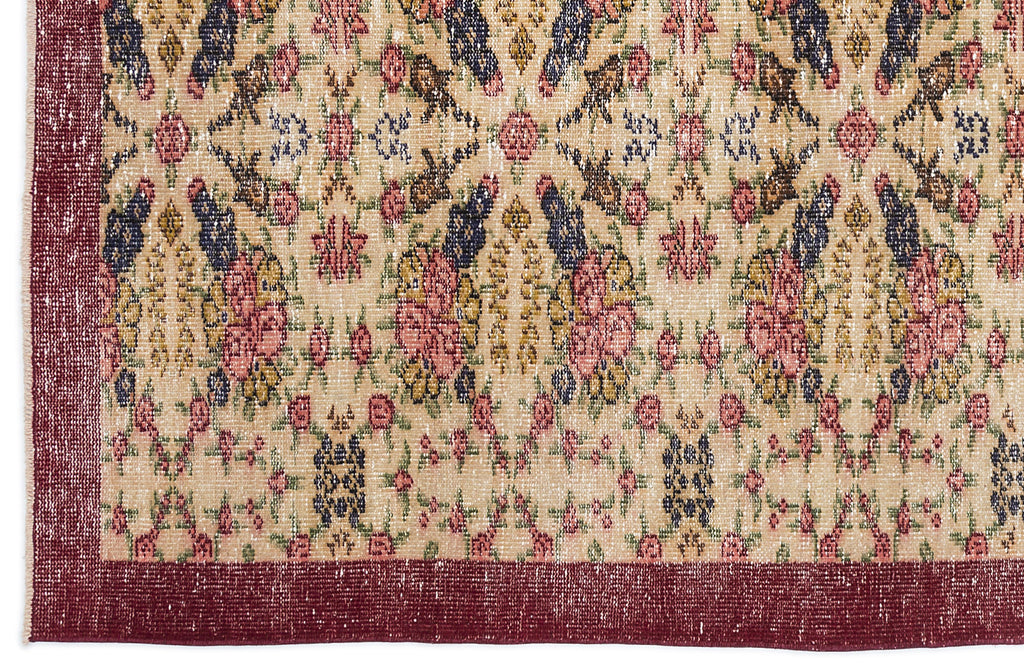 Retro Over Dyed Vintage Rug 4'4'' x 7'9'' ft 132 x 237 cm