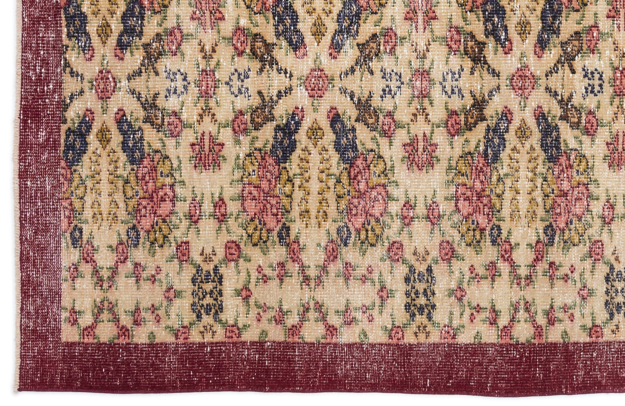 Retro Over Dyed Vintage Rug 4'4'' x 7'9'' ft 132 x 237 cm