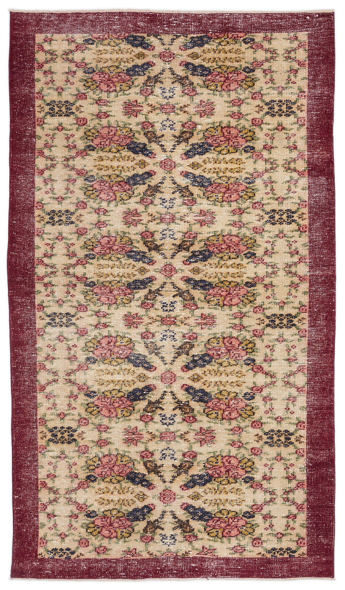 Retro Over Dyed Vintage Rug 4&#39;4&#39;&#39; x 7&#39;9&#39;&#39; ft 132 x 237 cm