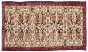 Retro Over Dyed Vintage Rug 4'4'' x 7'9'' ft 132 x 237 cm
