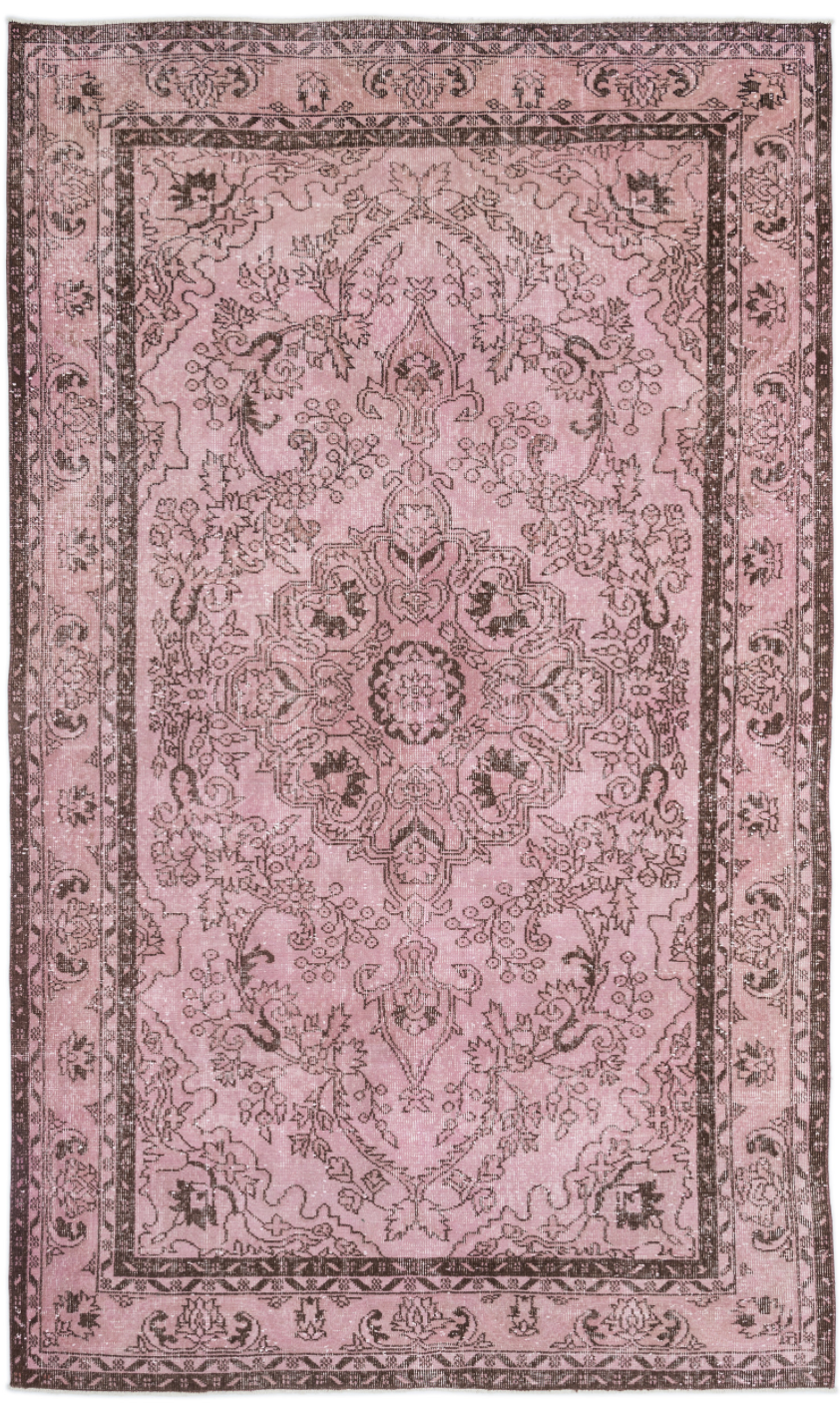 Traditional Design Pink Over Dyed Vintage Rug 5&#39;11&#39;&#39; x 9&#39;10&#39;&#39; ft 180 x 300 cm