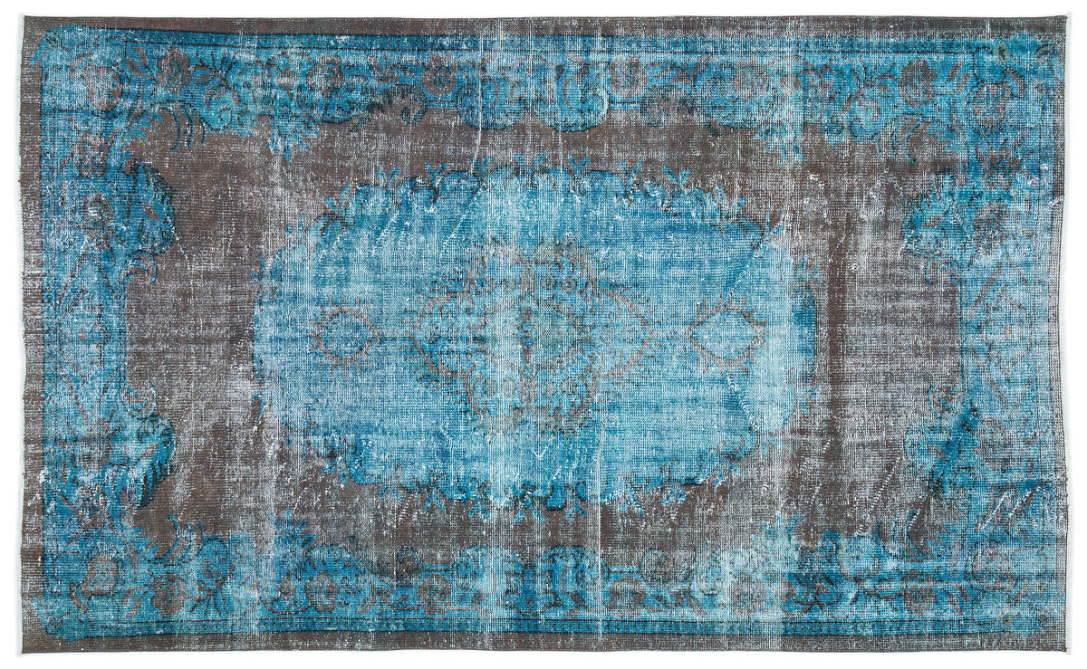 Traditional Design Blue Over Dyed Vintage Rug 6&#39;1&#39;&#39; x 9&#39;7&#39;&#39; ft 186 x 293 cm