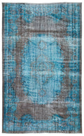 Traditional Design Blue Over Dyed Vintage Rug 6'1'' x 9'7'' ft 186 x 293 cm
