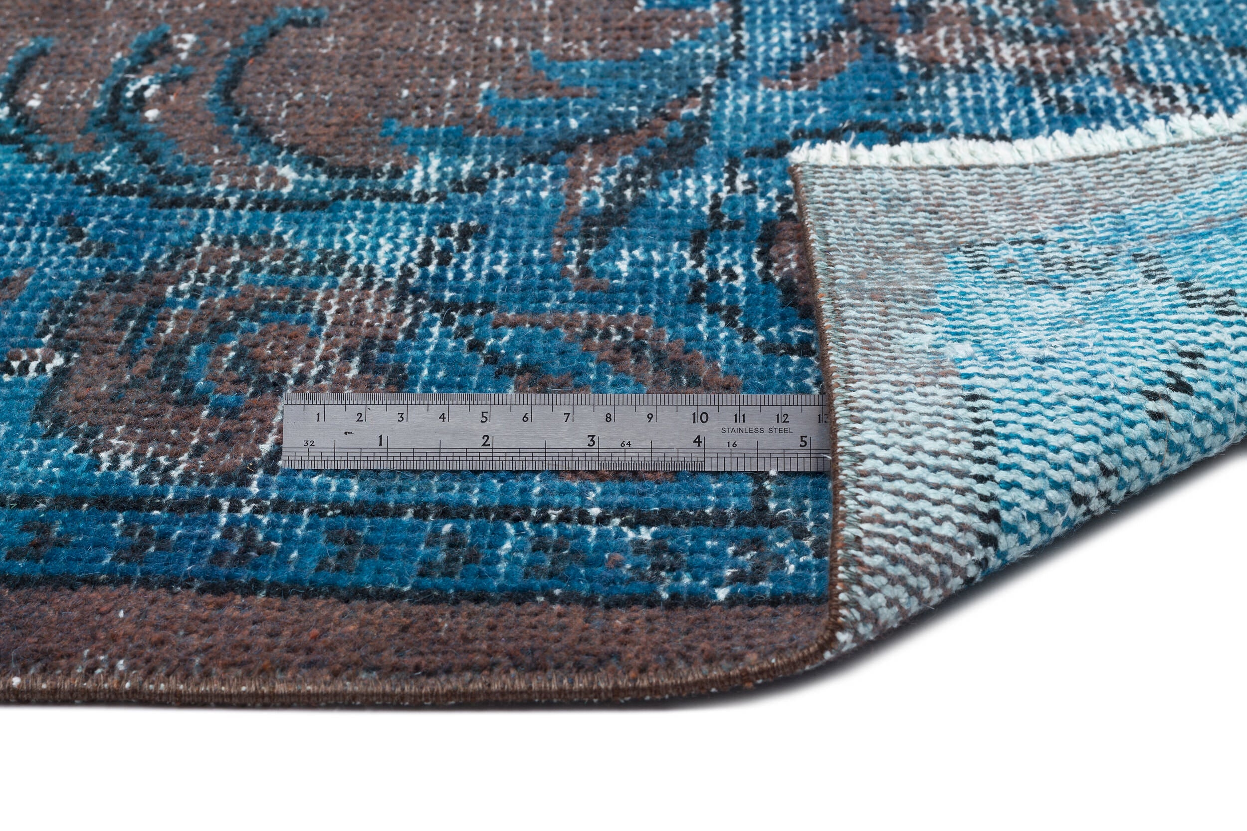 Traditional Design Blue Over Dyed Vintage Rug 6'1'' x 9'7'' ft 186 x 293 cm