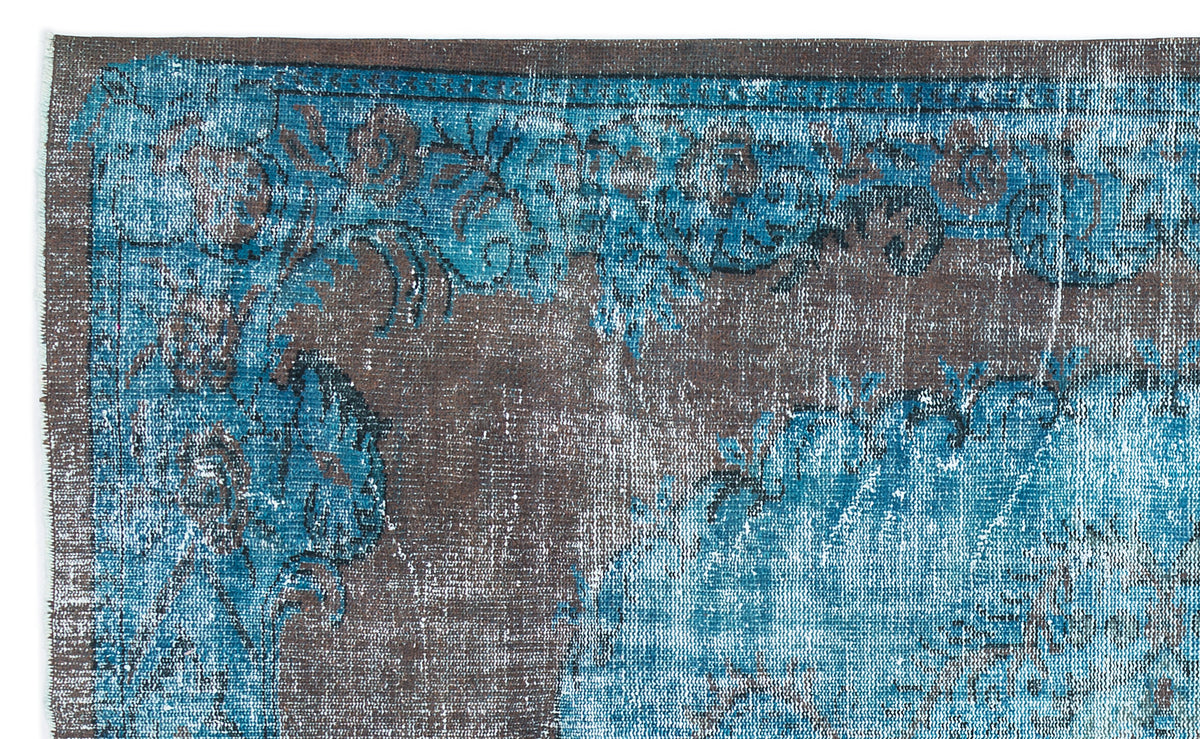 Traditional Design Blue Over Dyed Vintage Rug 6&#39;1&#39;&#39; x 9&#39;7&#39;&#39; ft 186 x 293 cm