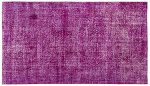 Fuchsia Over Dyed Vintage Rug 5'3'' x 9'3'' ft 160 x 282 cm