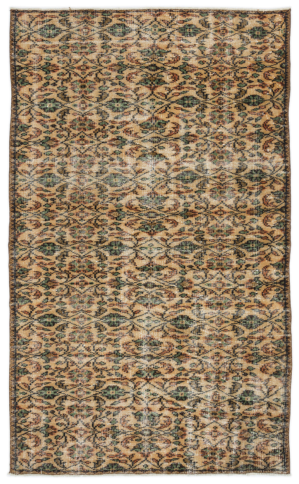 Retro Over Dyed Vintage Rug 4'5'' x 7'5'' ft 134 x 225 cm