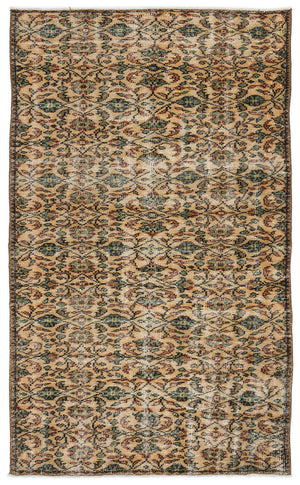 Retro Over Dyed Vintage Rug 4'5'' x 7'5'' ft 134 x 225 cm