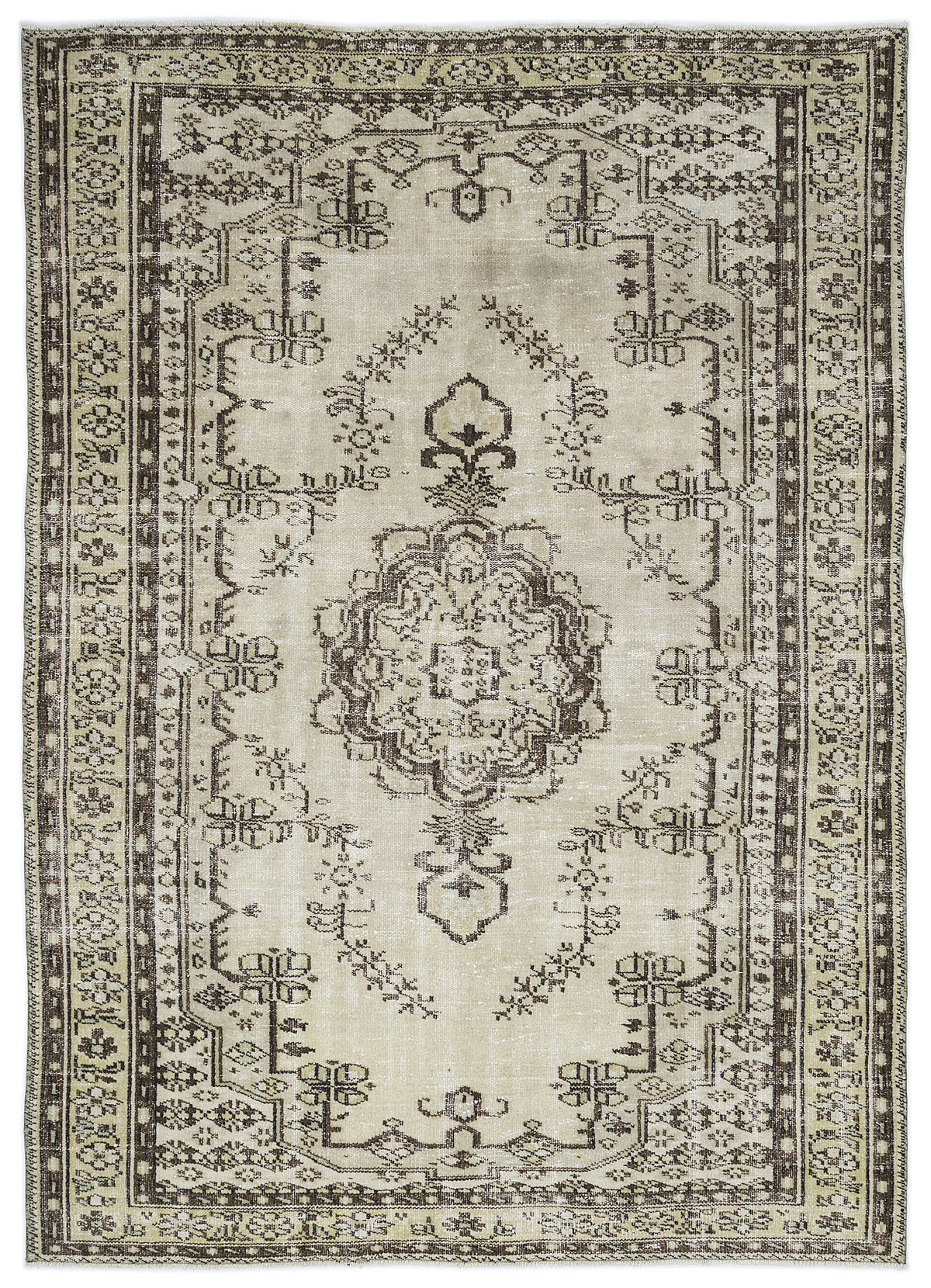 Beige Over Dyed Vintage Rug 6&#39;1&#39;&#39; x 8&#39;8&#39;&#39; ft 185 x 263 cm