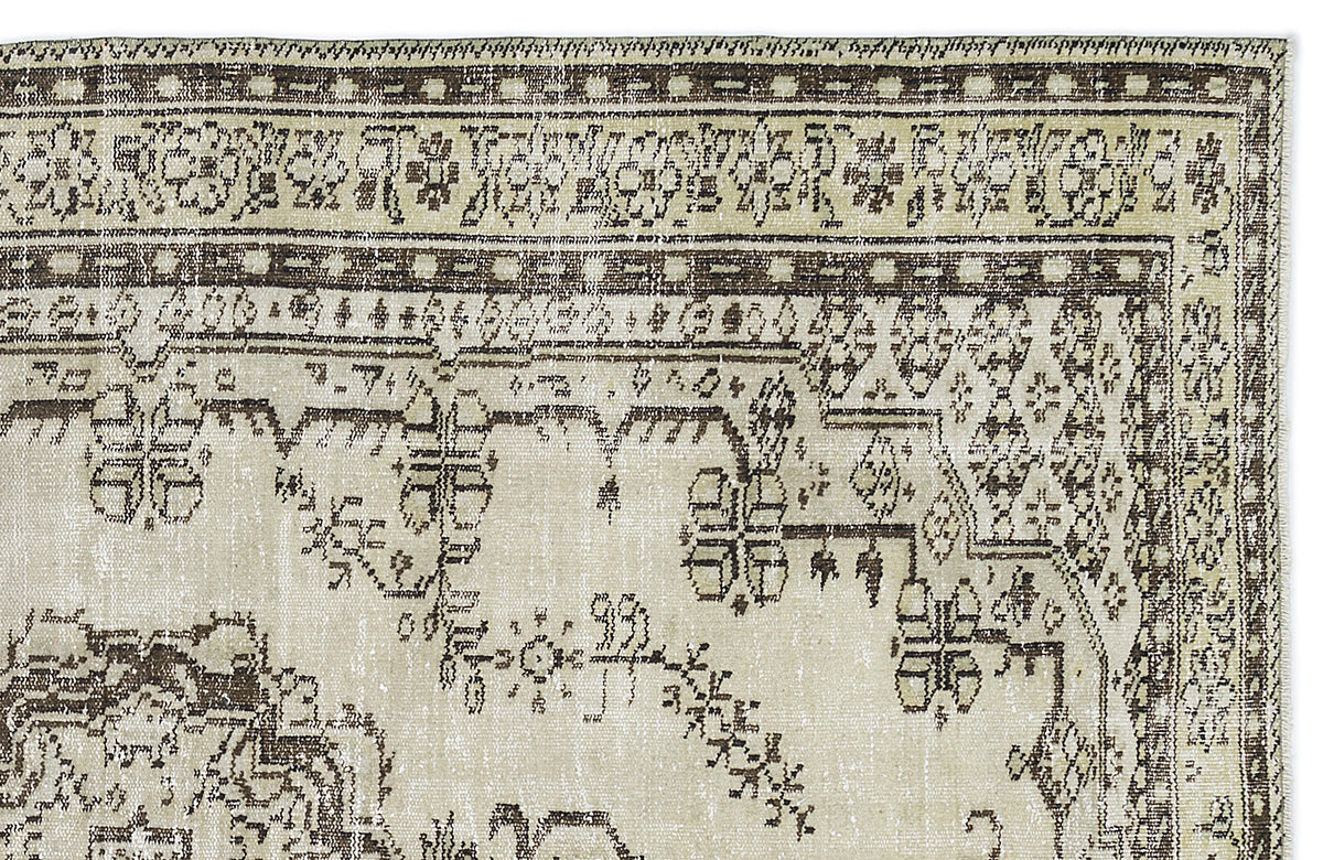 Beige Over Dyed Vintage Rug 6&#39;1&#39;&#39; x 8&#39;8&#39;&#39; ft 185 x 263 cm