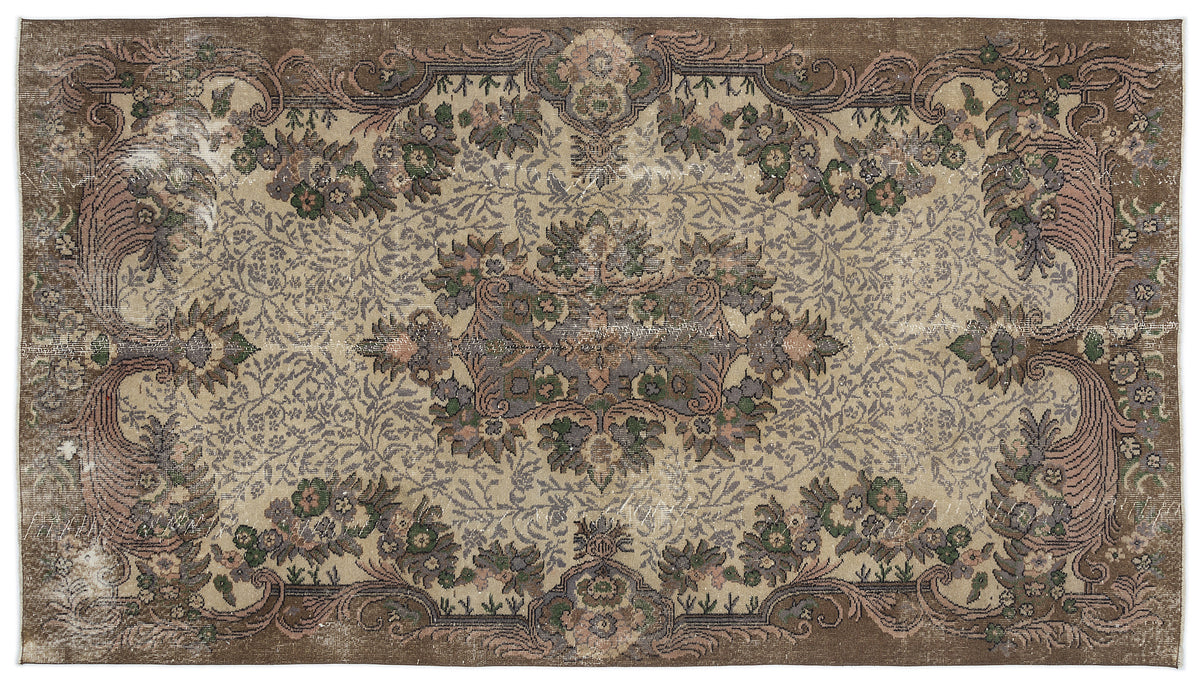 Naturel Over Dyed Vintage Rug 5&#39;5&#39;&#39; x 9&#39;10&#39;&#39; ft 165 x 300 cm