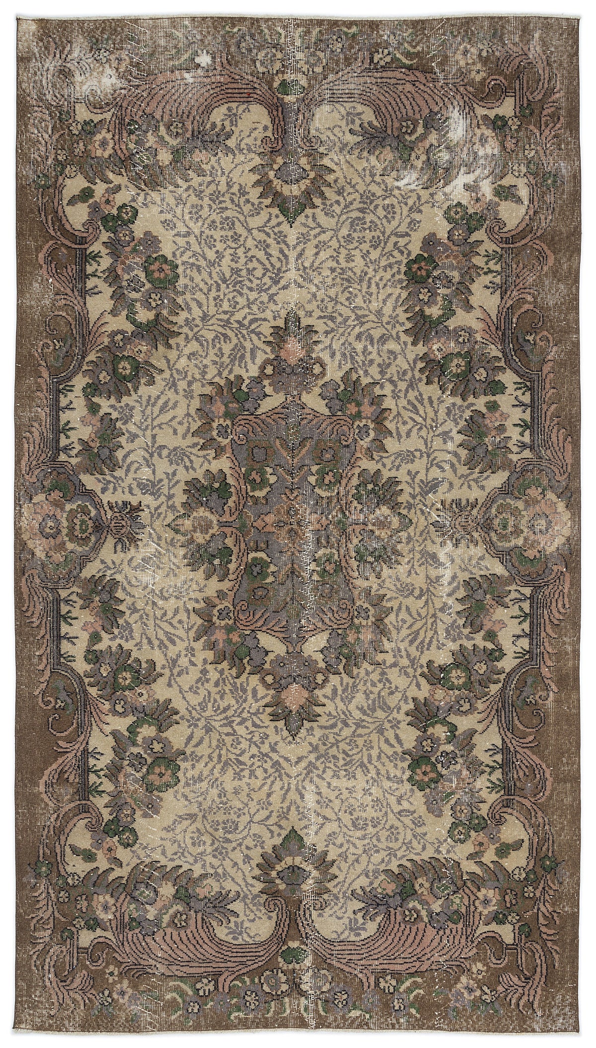 Naturel Over Dyed Vintage Rug 5&#39;5&#39;&#39; x 9&#39;10&#39;&#39; ft 165 x 300 cm