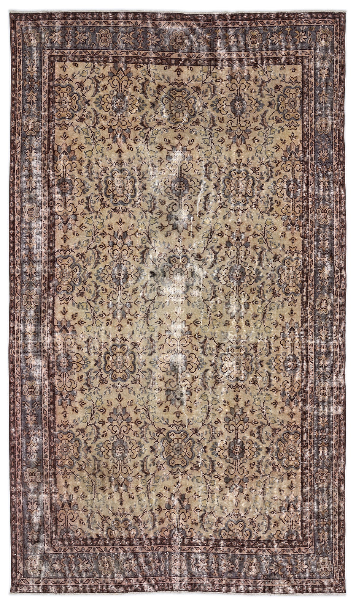 Naturel Over Dyed Vintage Rug 5&#39;1&#39;&#39; x 8&#39;11&#39;&#39; ft 155 x 273 cm