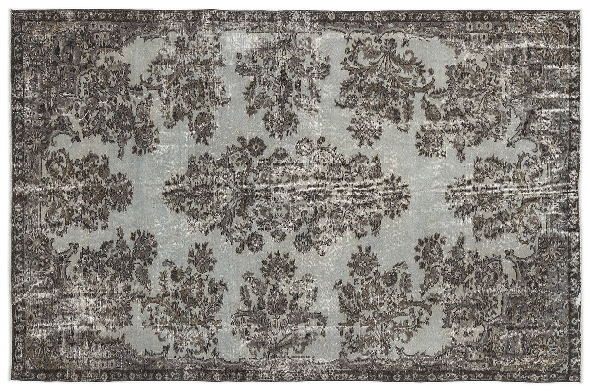 Blue Over Dyed Vintage Rug 5&#39;5&#39;&#39; x 8&#39;3&#39;&#39; ft 166 x 252 cm