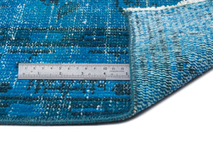 Turquoise  Over Dyed Vintage Rug 5'2'' x 8'1'' ft 157 x 247 cm