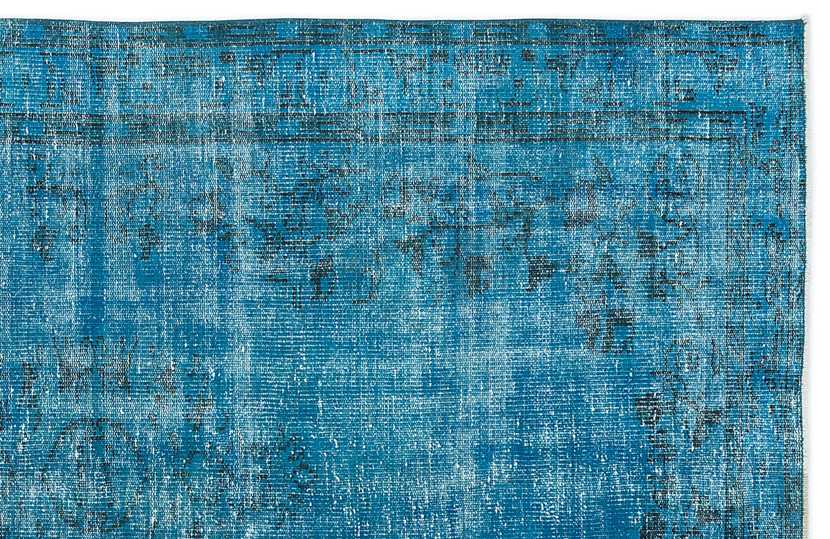 Turquoise  Over Dyed Vintage Rug 5&#39;2&#39;&#39; x 8&#39;1&#39;&#39; ft 157 x 247 cm