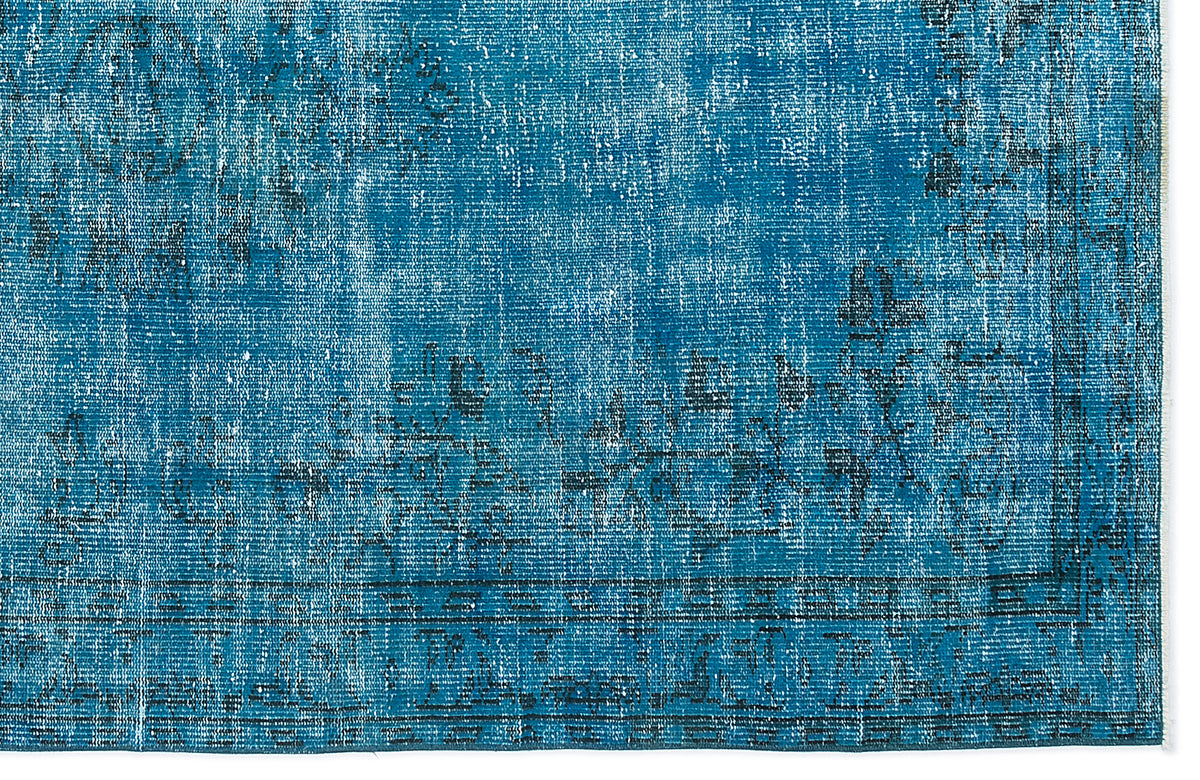 Turquoise  Over Dyed Vintage Rug 5&#39;2&#39;&#39; x 8&#39;1&#39;&#39; ft 157 x 247 cm