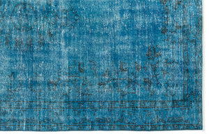 Turquoise  Over Dyed Vintage Rug 5'2'' x 8'1'' ft 157 x 247 cm