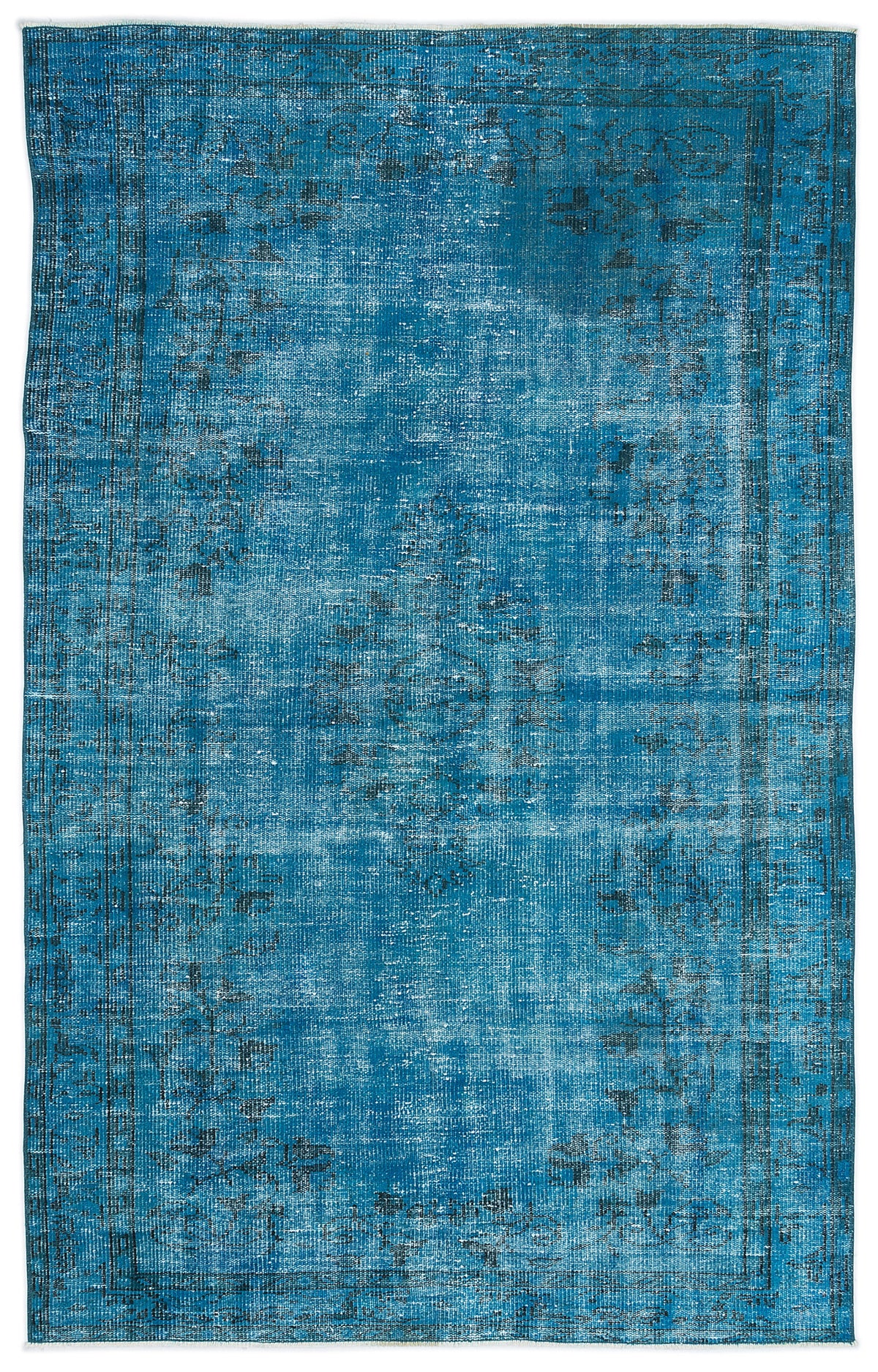 Turquoise  Over Dyed Vintage Rug 5&#39;2&#39;&#39; x 8&#39;1&#39;&#39; ft 157 x 247 cm