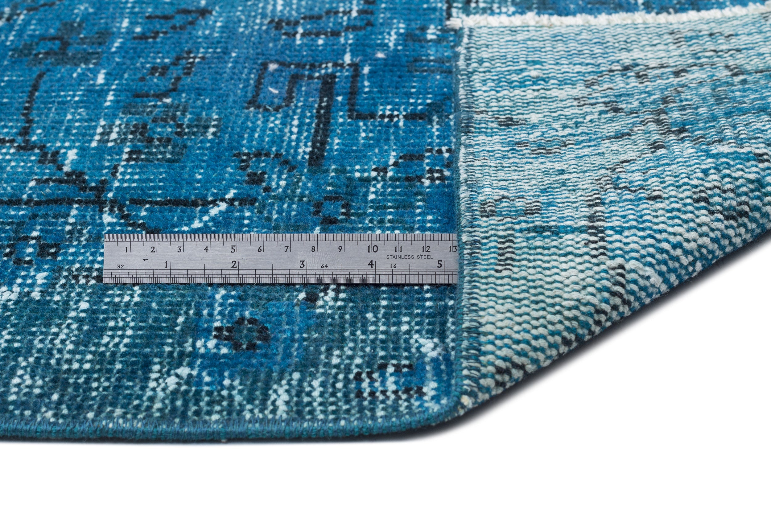 Turquoise  Over Dyed Vintage Rug 6'1'' x 9'10'' ft 185 x 300 cm