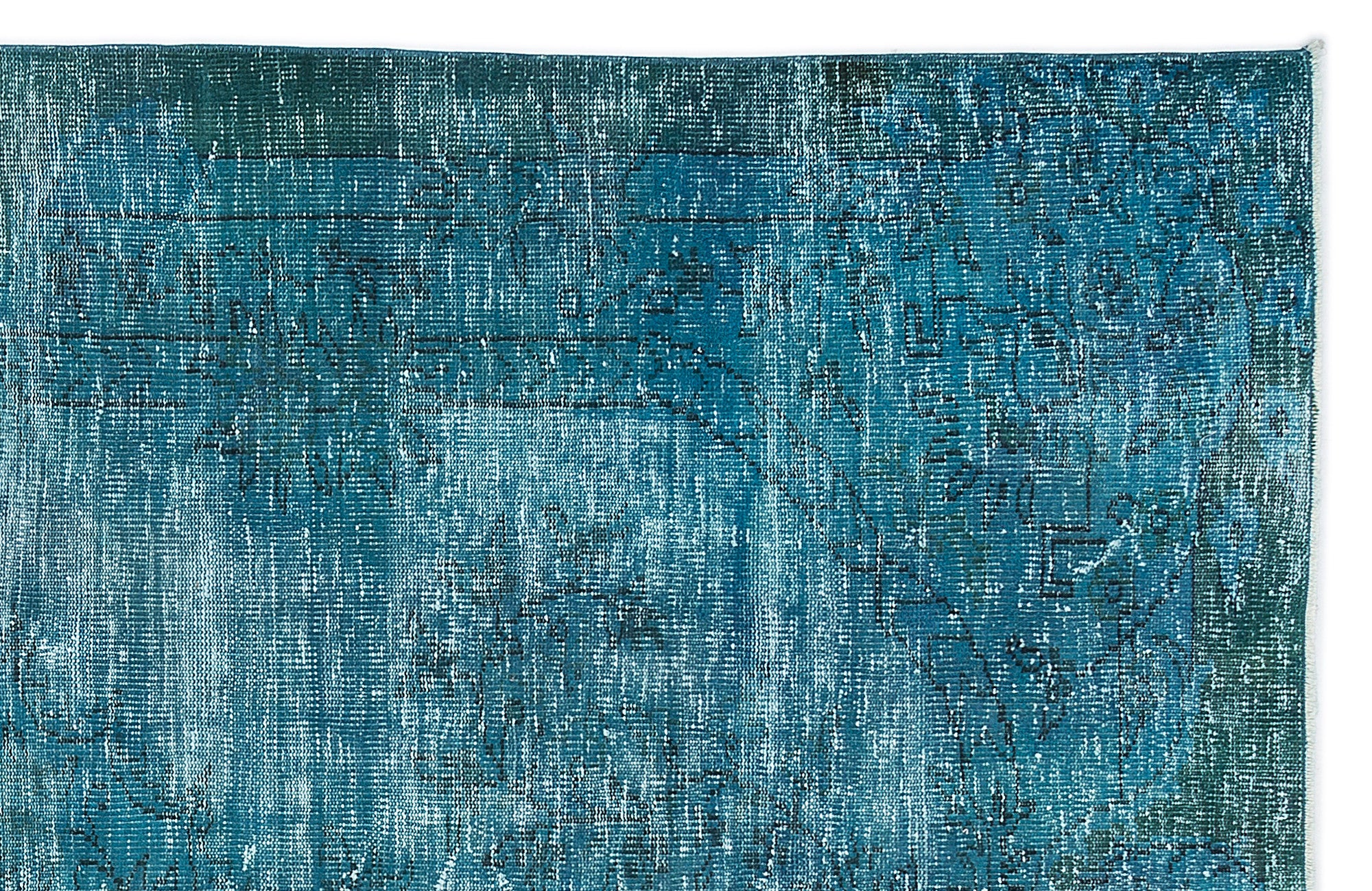 Turquoise  Over Dyed Vintage Rug 6'1'' x 9'10'' ft 185 x 300 cm