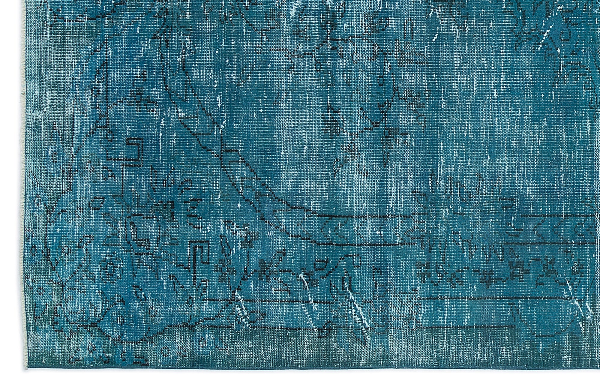 Turquoise  Over Dyed Vintage Rug 6'1'' x 9'10'' ft 185 x 300 cm