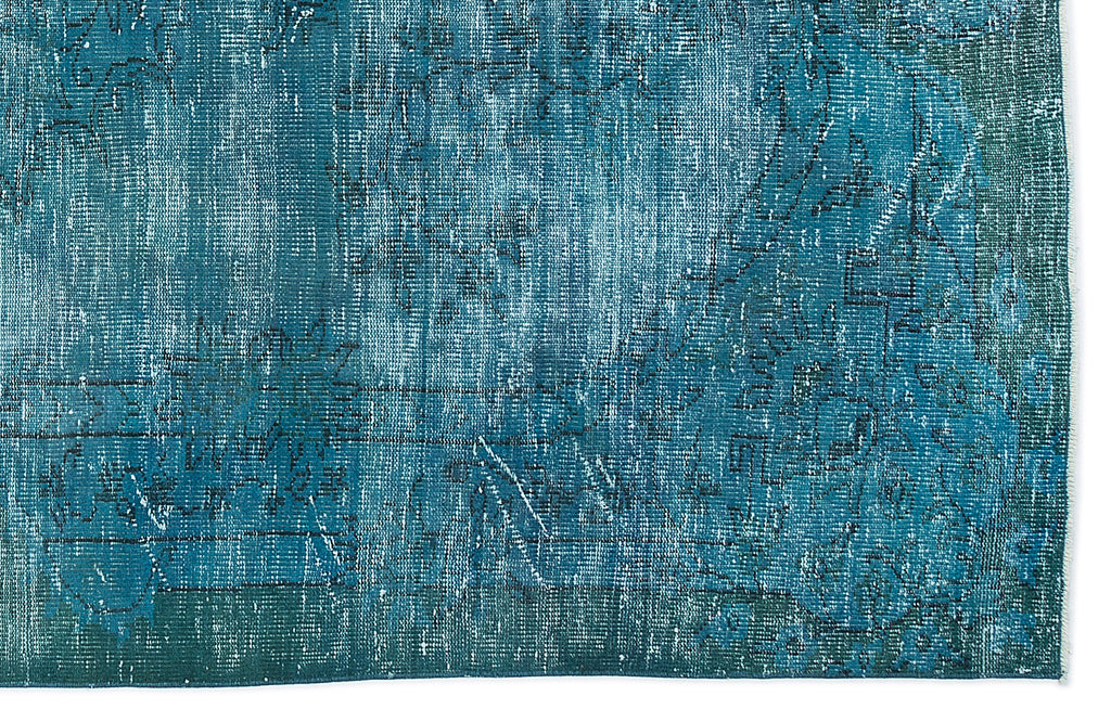 Turquoise  Over Dyed Vintage Rug 6'1'' x 9'10'' ft 185 x 300 cm