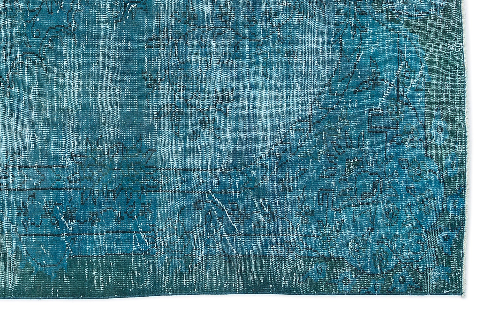 Turquoise  Over Dyed Vintage Rug 6'1'' x 9'10'' ft 185 x 300 cm