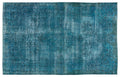 Turquoise  Over Dyed Vintage Rug 6'1'' x 9'10'' ft 185 x 300 cm
