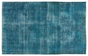 Turquoise  Over Dyed Vintage Rug 6'1'' x 9'10'' ft 185 x 300 cm