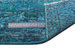 Turquoise  Over Dyed Vintage Rug 5'11'' x 9'8'' ft 181 x 295 cm