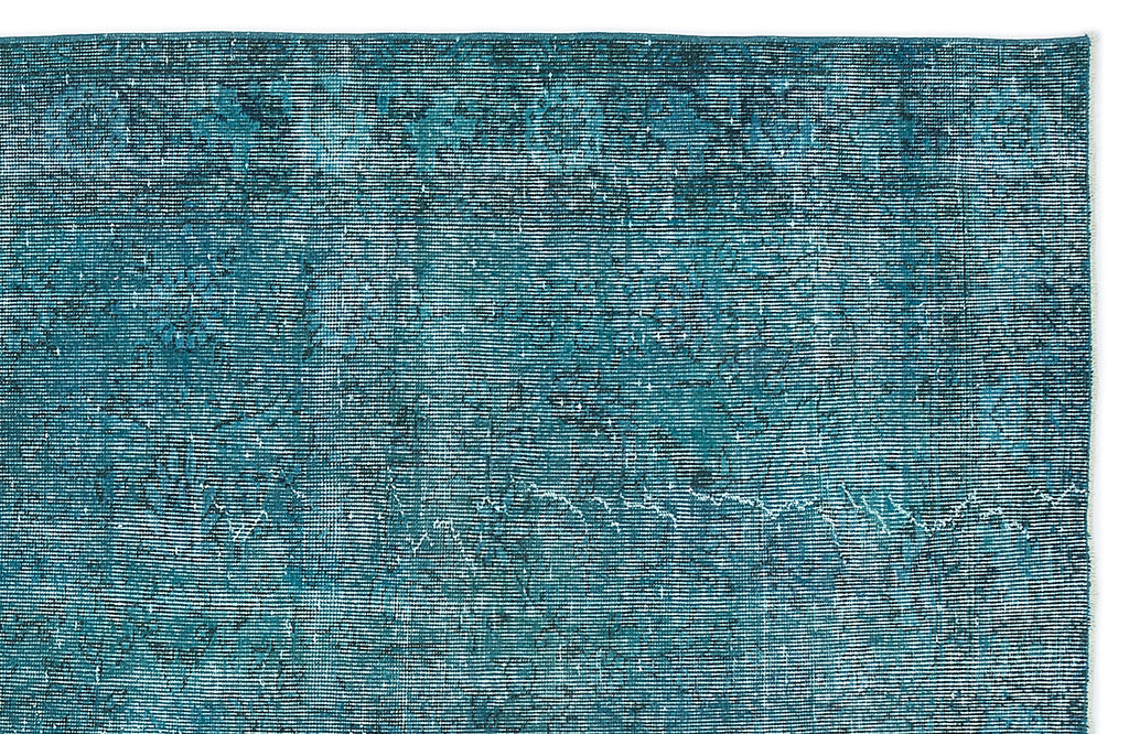 Turquoise  Over Dyed Vintage Rug 5'11'' x 9'8'' ft 181 x 295 cm