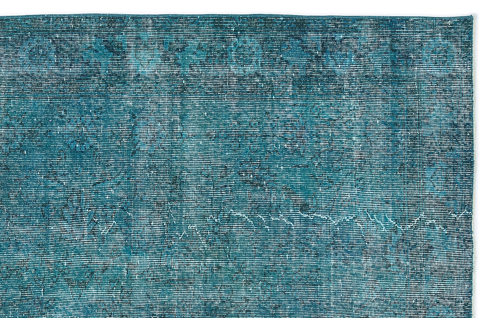 Turquoise  Over Dyed Vintage Rug 5'11'' x 9'8'' ft 181 x 295 cm