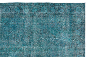 Turquoise  Over Dyed Vintage Rug 5'11'' x 9'8'' ft 181 x 295 cm
