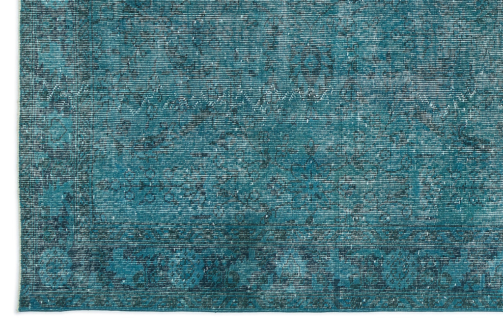 Turquoise  Over Dyed Vintage Rug 5'11'' x 9'8'' ft 181 x 295 cm