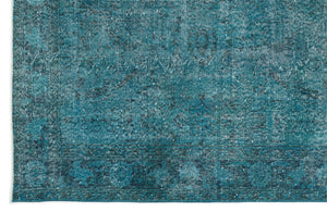 Turquoise  Over Dyed Vintage Rug 5'11'' x 9'8'' ft 181 x 295 cm
