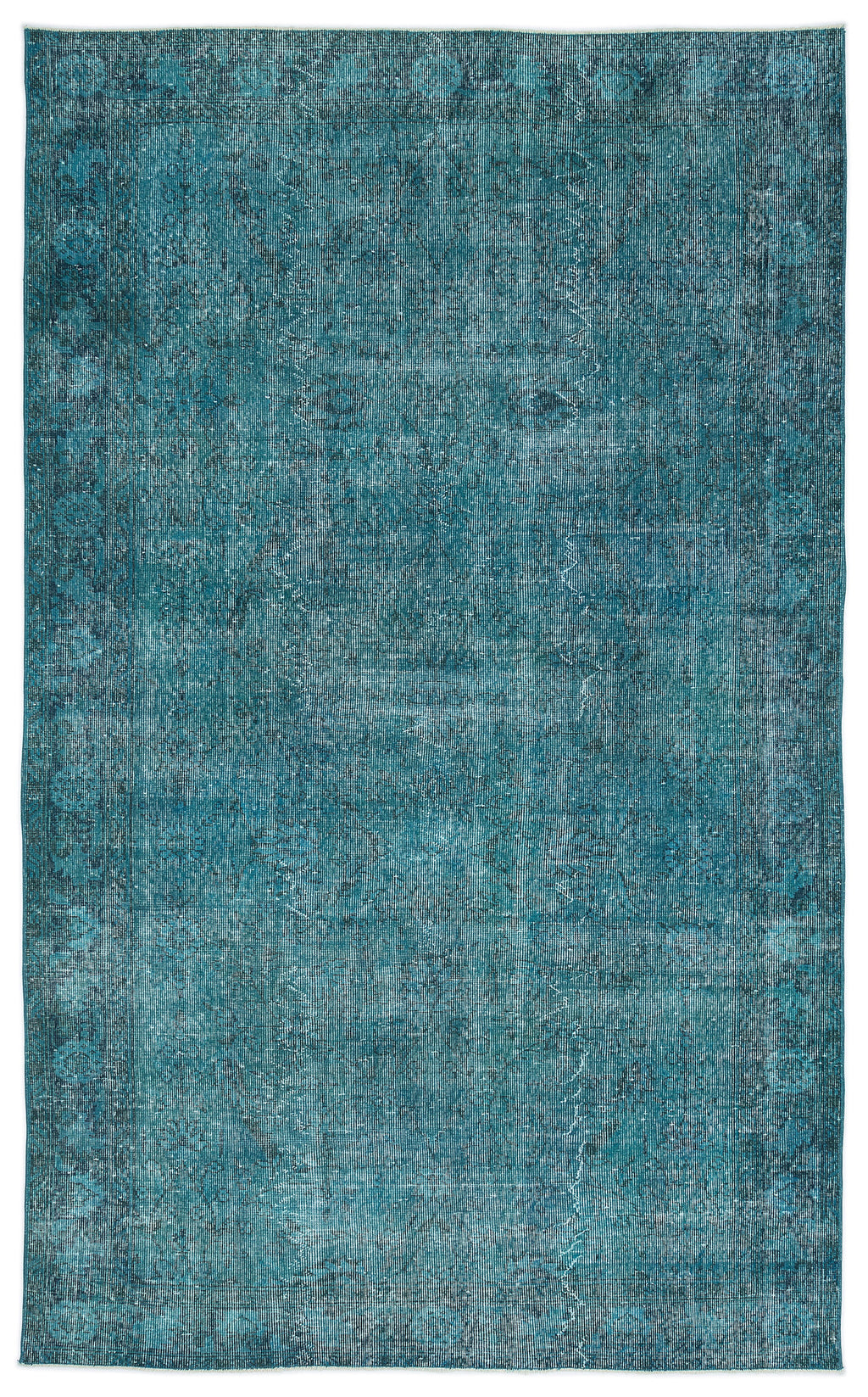 Turquoise  Over Dyed Vintage Rug 5'11'' x 9'8'' ft 181 x 295 cm